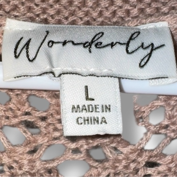 Anthropologie (Wonderly) Pink Beige Loose Knit Layering Sweater Women’s Size L - Picture 3 of 16